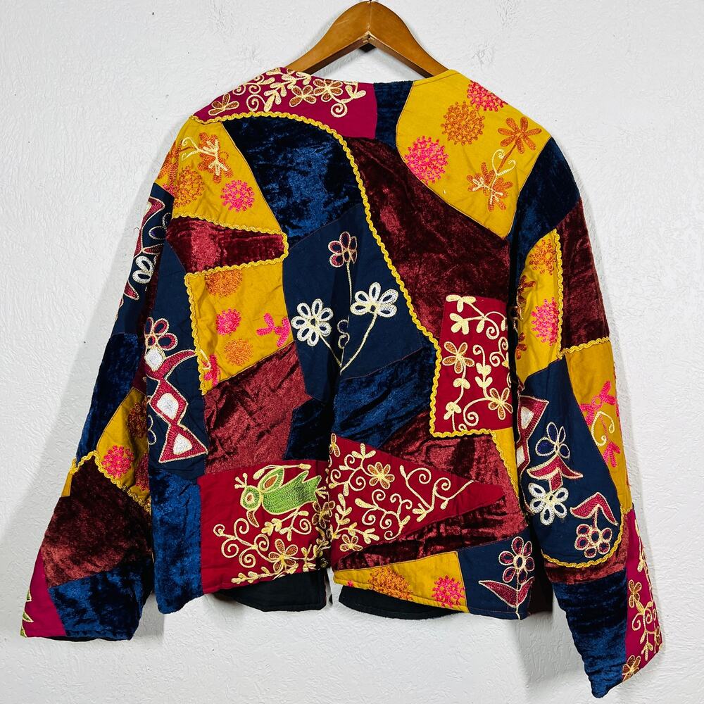 Colorful Embroidered Patchwork Blazer - image 4